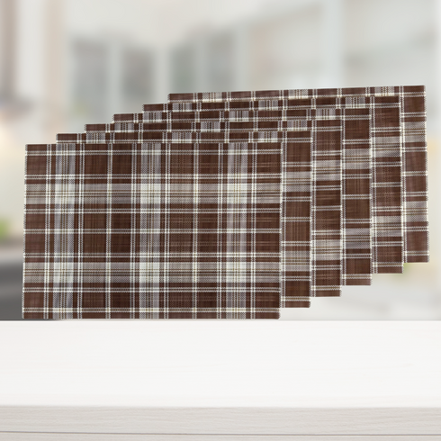 Brown Plaid Table Mat (Set of 6)