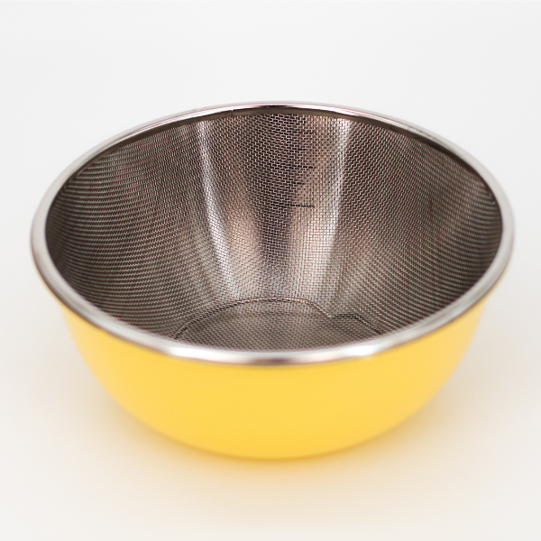 Yellow Stainless Steel Bowl and Strainer