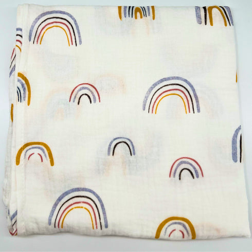 Cotton Rainbow Baby Blanket | 39” x 39” | Gender-Neutral