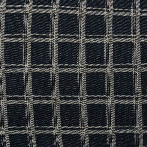 Faux Denim Navy Check Plaid Throw Pillow