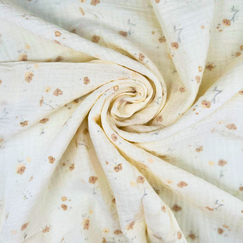 Manta de bebé de algodón suave con hermosas flores marrones y amarillas | 100 % algodón | 99 cm