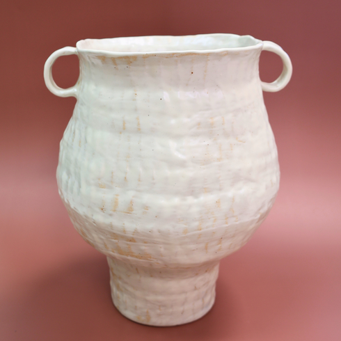 Large Round Ceramic Vase with Handles