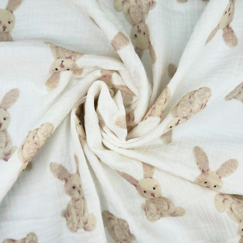 Boucle Home 100% Cotton Babies' Blanket | White with Fluffy Bunny Pattern 39" x 39"