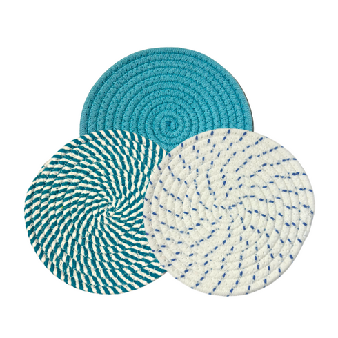 Blue and White Hot Pads 7" Round
