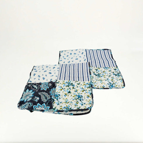 Blue Floral Quilt 3-Piece (King & Queen) | Cotton Polyester Blend