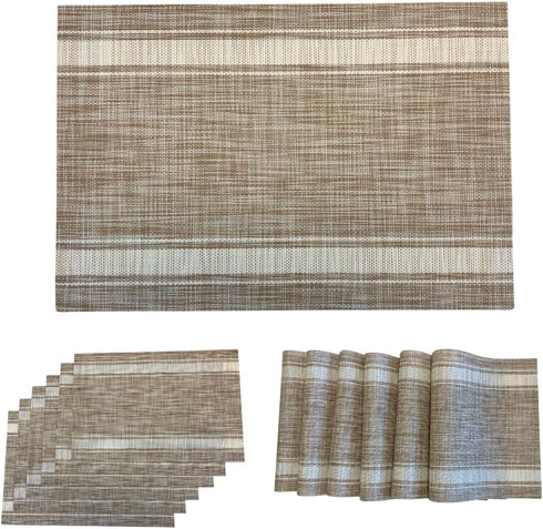 Brown with White Stripes Table Mat (Set of 6)