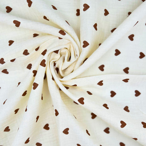 Diseño de corazones marrones | Manta de bebé de algodón premium | 39x39