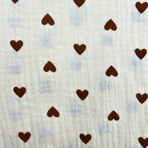 Diseño de corazones marrones | Manta de bebé de algodón premium | 39x39