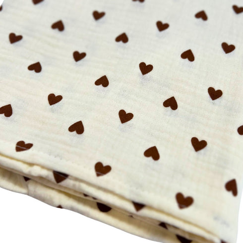Diseño de corazones marrones | Manta de bebé de algodón premium | 39x39