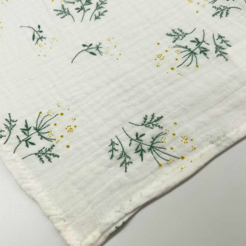 Diseño de flores verdes tranquilas | Manta para bebé 100 % algodón | 99 x 99 cm