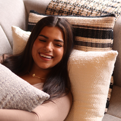 Black and Cream Striped Pillow | 20"x20"