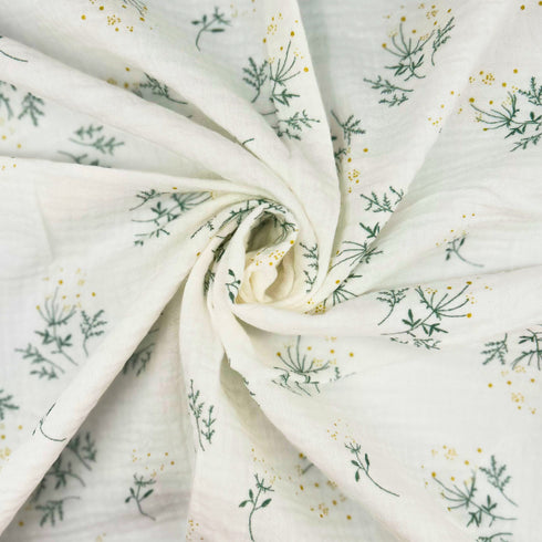 Diseño de flores verdes tranquilas | Manta para bebé 100 % algodón | 99 x 99 cm