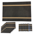 Black Pattern with Gold Stripes Placemats - (Set of 6)
