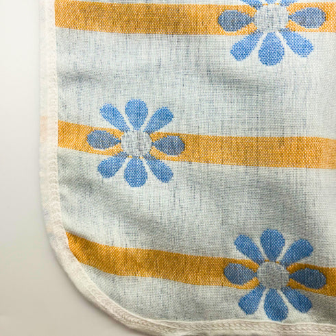 Manta de bebé azul y blanca con margaritas | 100 % algodón | 6 capas | 89 x 100 cm