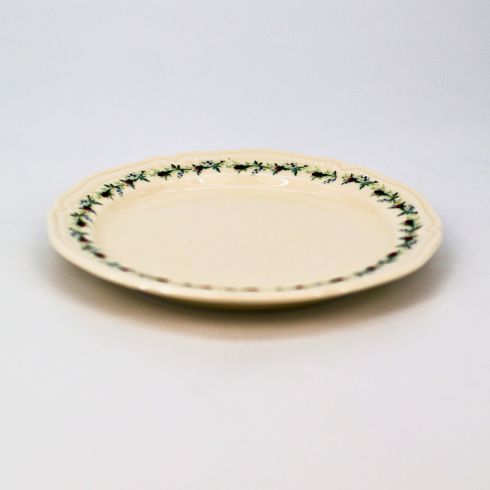 8" White Plate with Rose and Leaf Pattern