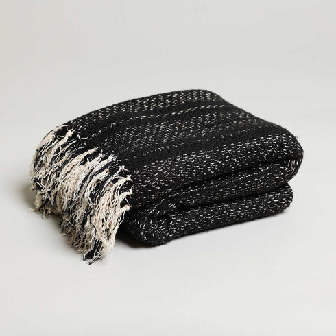 Black and White Throw Blankets 60" X 68" +3.5" Tassels