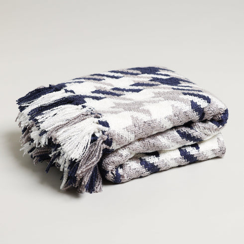 CHUNKY BIG HOUNDSTOOTH THROW BLANKET - Boucle Home