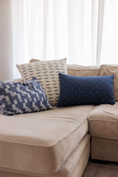 Navy Feather Tinsel Throw Pillow 16" X 24"