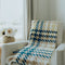 yellow blue and white houndstooth throw