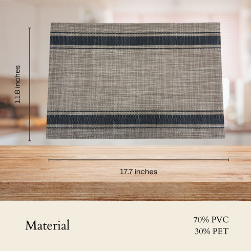 Grey with Blue Stripes Placemats (Set of 6)