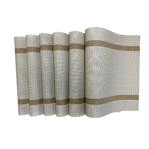 White with Gold Stripe Placemats (Set of 6)