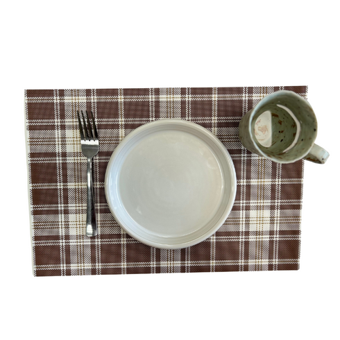 Brown Plaid Table Mat (Set of 6)