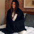 Solid Black Chunky Textured Throw Blanket 58" x 69" +3.5" Tassel