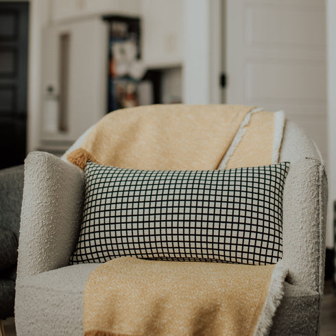 Boucle Jacquard Throw Blanket with Fringe - 55" x 70" Available in Yellow White and Maroon and Yellow