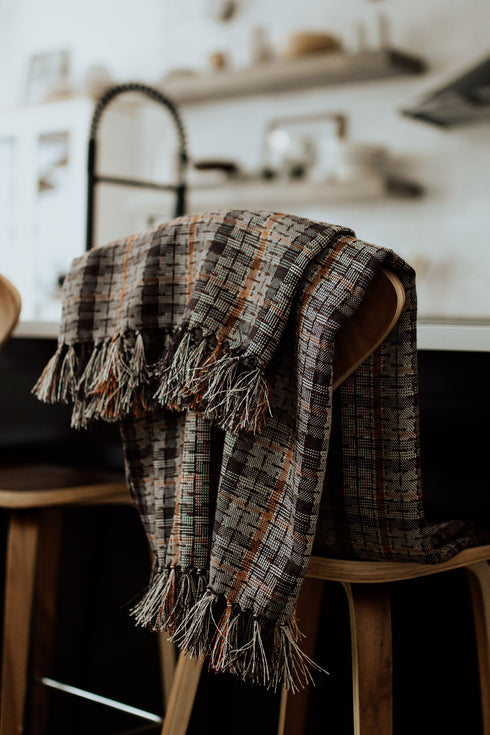 Orange and Brown Throw Blanket 58" X 70" +3.5" Tassel