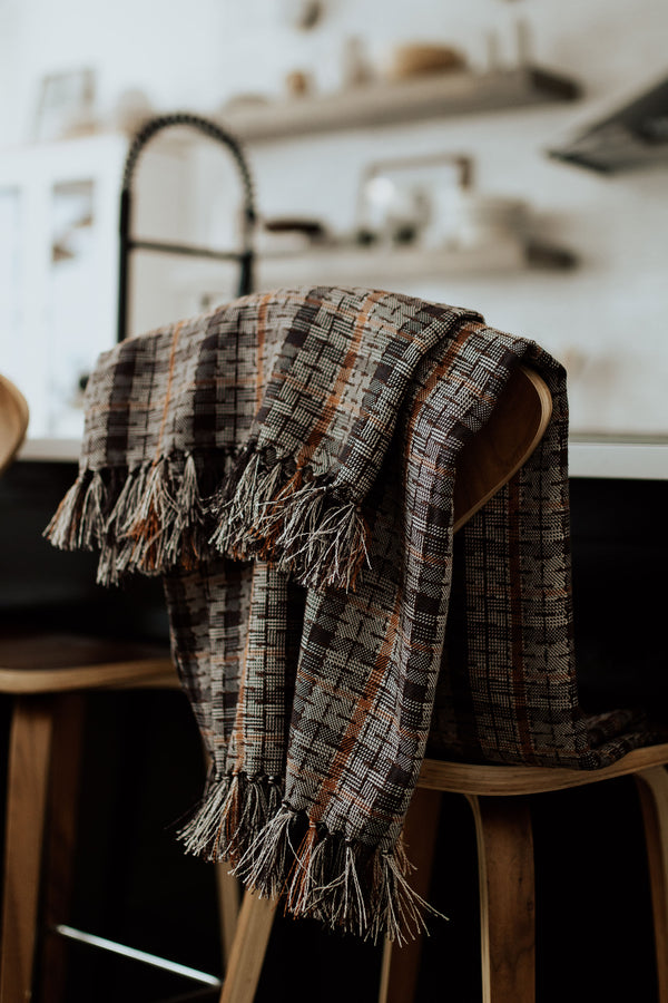 Orange and Brown Throw Blanket 58" X 70" +3.5" Tassel