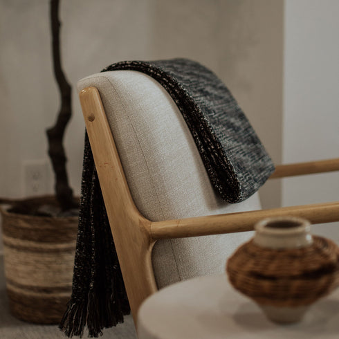 Space Dyed Tweed Throw Blanket 56" X 63" +3.5" TASSEL