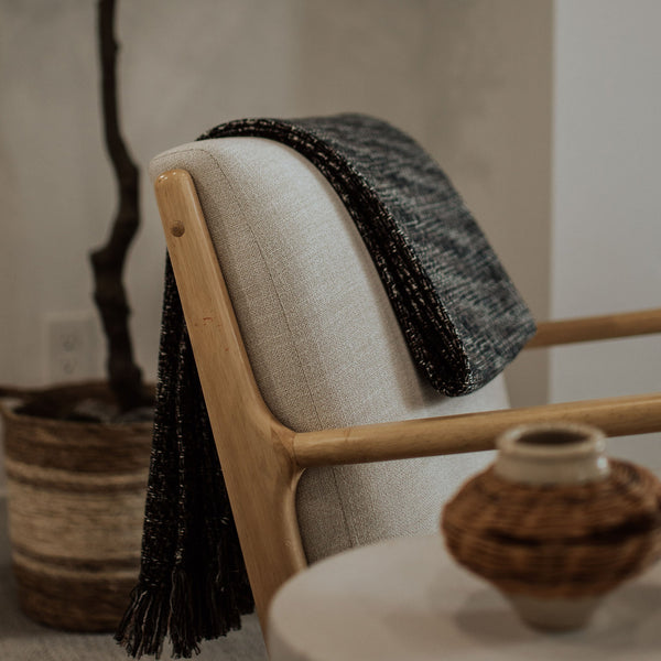 Space Dyed Tweed Throw Blanket 56" X 63" +3.5" TASSEL