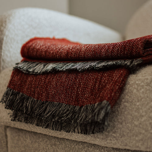 Luxurious Herringbone Throw Blanket - White Black, Red White Black, Black Cream