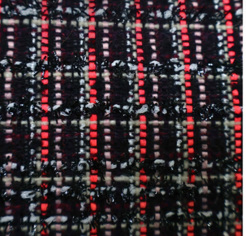 Hot Pink Multicolor Small Plaid Tinsel Throw Pillow