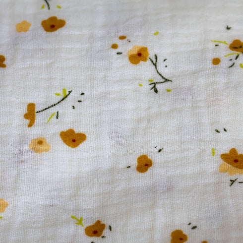 Manta de bebé de algodón suave con hermosas flores marrones y amarillas | 100 % algodón | 99 cm