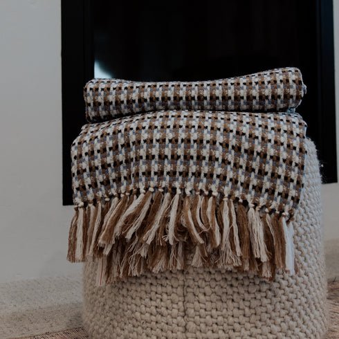 Multi Colored Plaid Throw Blanket 51" x 67" +3.5" Tassels