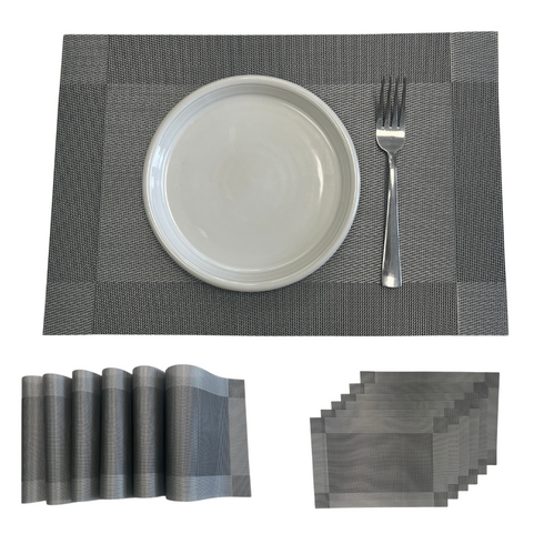 Metallic Grey Table Mats (Set of 6)