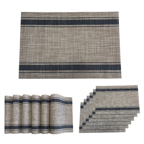 Grey with Blue Stripes Placemats (Set of 6)