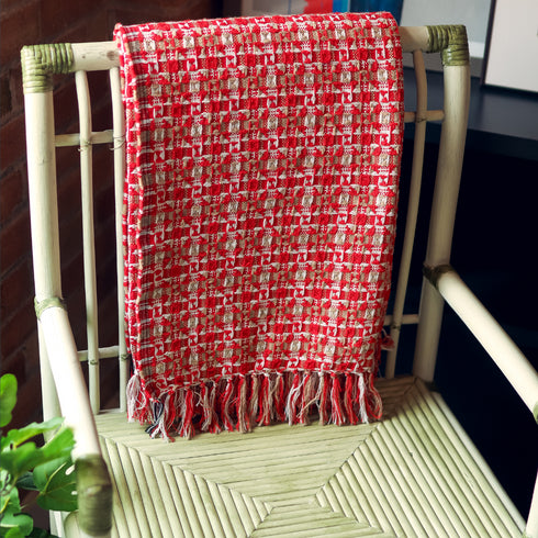 Diamond Jacquard Throw Blankets - 100% Cotton, 56" x 69" + 3.5" Tassels