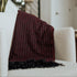 Maroon Wool Throw Blanket with Subtle Stripes 53" X 64" +3.5" TWISTED TASSELS
