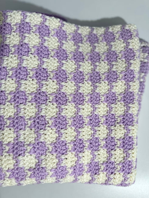 Mantas de crochet para bebés y niños, mezcla de lana peinada con algodón, hechas a mano, patrón de cuadros