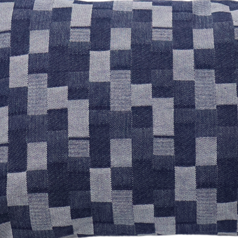 Faux Denim Navy Check Throw Pillow 16" X 24"