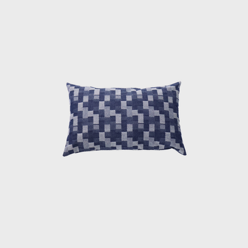 Faux Denim Navy Check Throw Pillow 16" X 24"