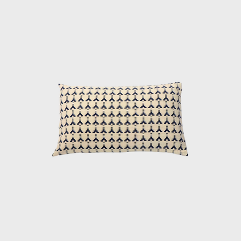 Horizontal Cream and Blue Geometric Throw Pillow