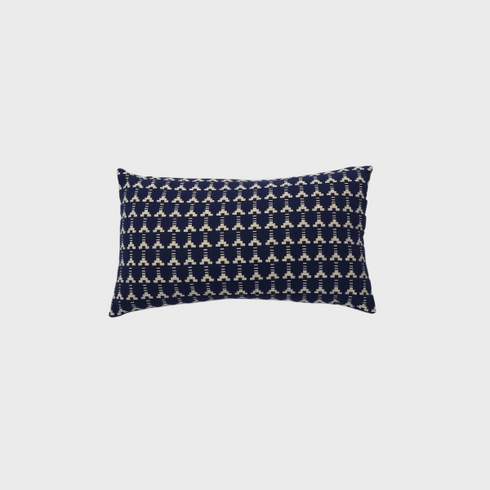 Horizontal Cream and Blue Geometric Throw Pillow