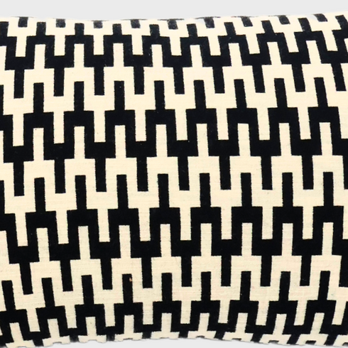 Black and Cream Geometric Pattern Throw Pillow