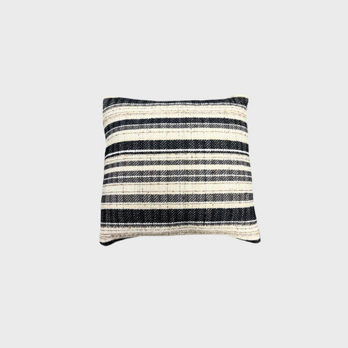 Black and Cream Striped Pillow | 20"x20"