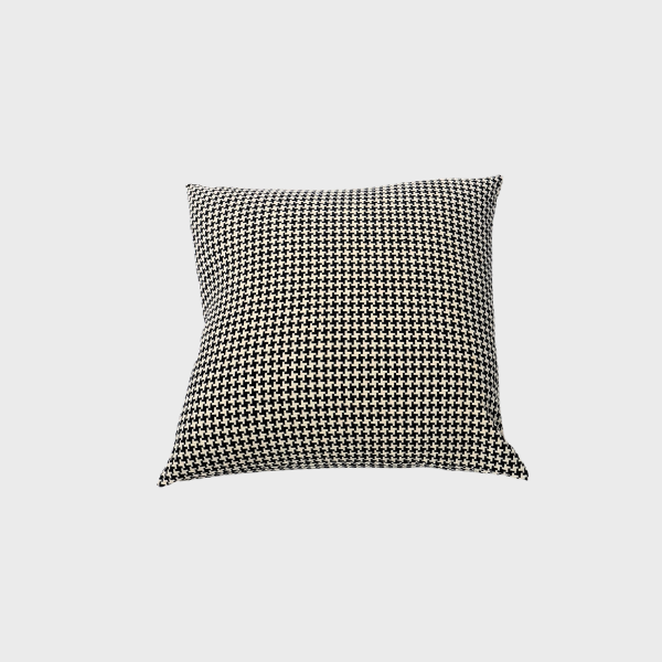 Large Design Houndstooth Black and Cream Throw Pillow