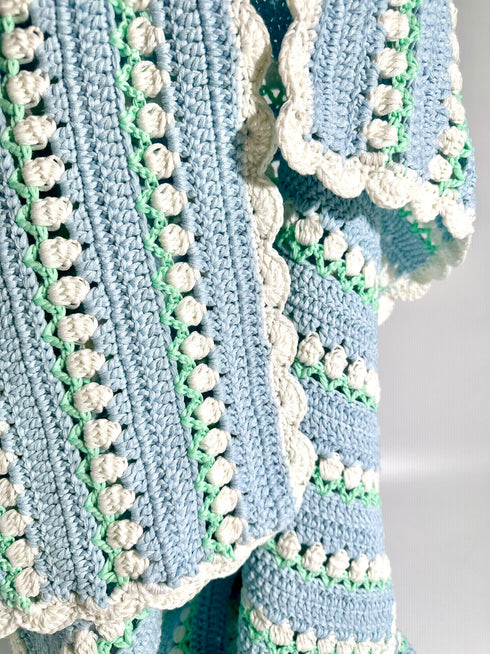 Manta de crochet para bebés y niños, diseño de tulipán, mezcla de algodón y lana, tamaño 40" x 40"