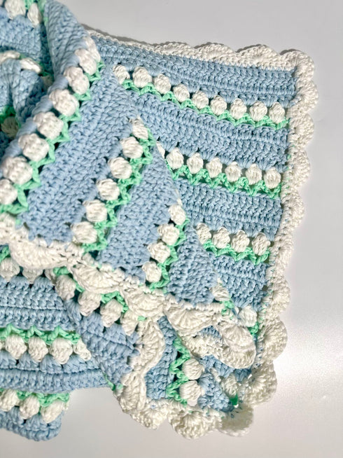 Manta de crochet para bebés y niños, diseño de tulipán, mezcla de algodón y lana, tamaño 40" x 40"